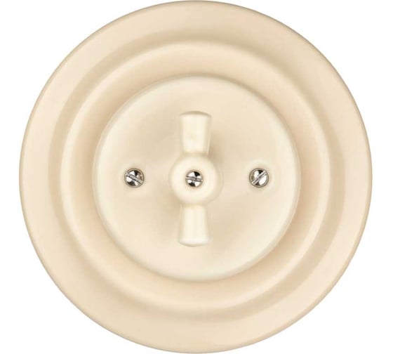 Выключатель скрытой установки TDM ELECTRIC фарфоровый, поворотный, с ручкой бантик, 10А, слоновая кость «Болонь» SQ1820-0320 1