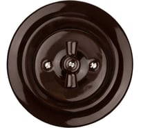 Фарфоровый поворотный проходной выключатель TDM ELECTRIC скрытой установки с ручкой (бантик) 10А коричневый «Болонь» SQ1820-0416