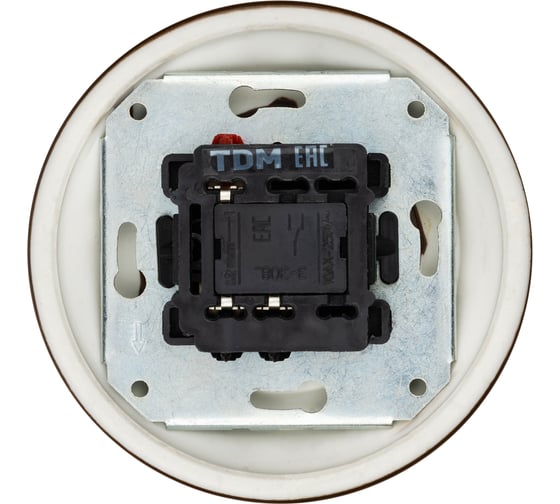 Фарфоровый поворотный проходной выключатель TDM ELECTRIC скрытой установки с ручкой (бантик) 10А коричневый «Болонь» SQ1820-0416