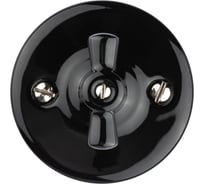 Фарфоровый поворотный проходной выключатель TDM ELECTRIC с ручкой (бантик) 10А черный «Болонь» SQ1820-0211