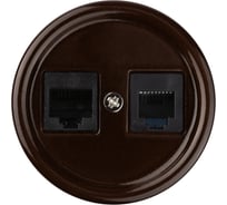 Розетка телефонная RJ11 + компьютерная RJ45 TDM ELECTRIC коричневая «Болонь» SQ1820-0452
