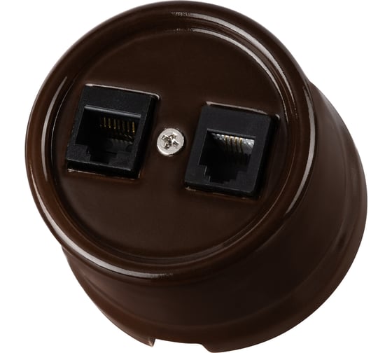 Розетка телефонная RJ11 + компьютерная RJ45 TDM ELECTRIC коричневая «Болонь» SQ1820-0452