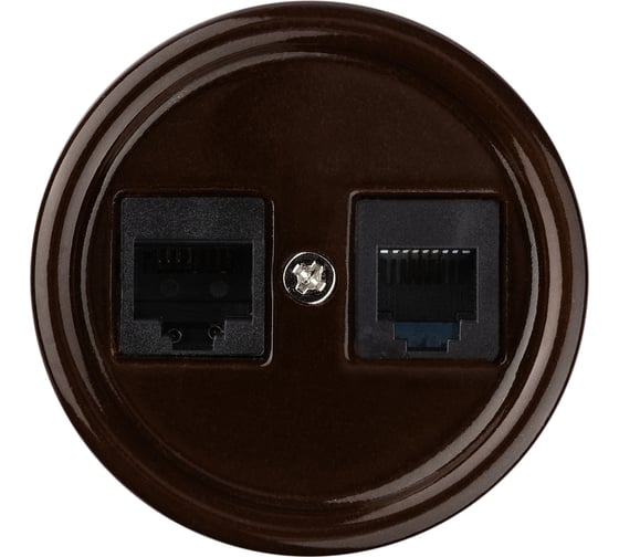 Розетка телефонная RJ11 + компьютерная RJ45 TDM ELECTRIC коричневая «Болонь» SQ1820-0452