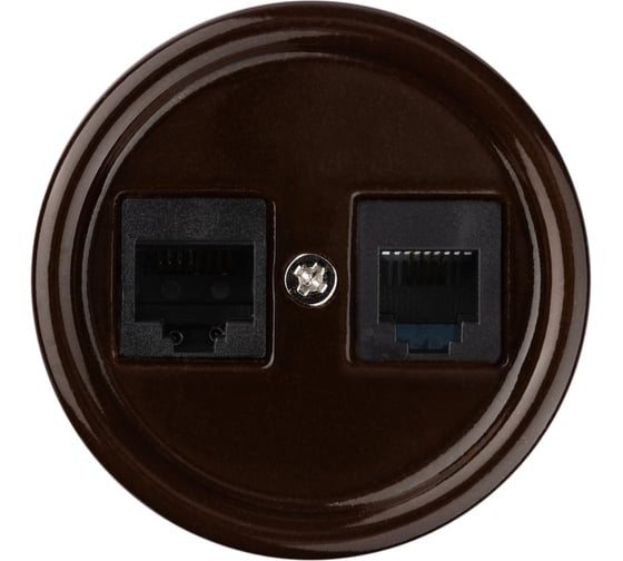 Розетка телефонная RJ11 + компьютерная RJ45 TDM ELECTRIC коричневая «Болонь» SQ1820-0452