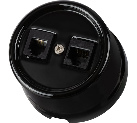 Розетка телефонная RJ11 + компьютерная RJ45 TDM ELECTRIC черная «Болонь» SQ1820-0252