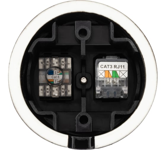 Розетка телефонная RJ11 + компьютерная RJ45 TDM ELECTRIC черная «Болонь» SQ1820-0252