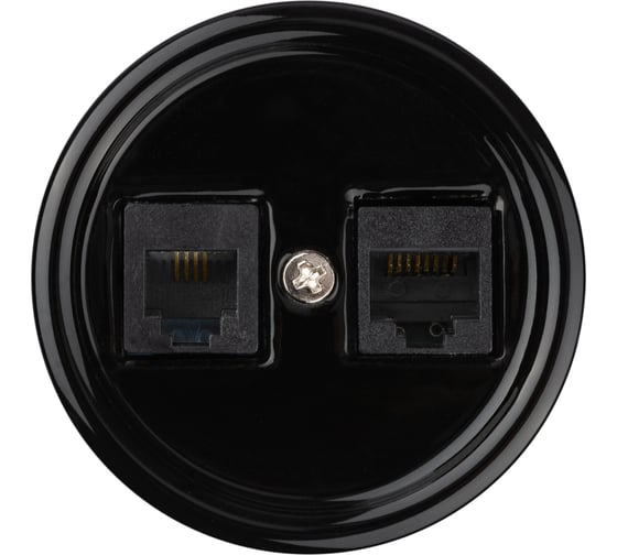 Розетка телефонная RJ11 + компьютерная RJ45 TDM ELECTRIC черная «Болонь» SQ1820-0252
