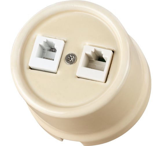 Розетка телефонная RJ11 + компьютерная RJ45 TDM ELECTRIC слоновая кость «Болонь» SQ1820-0352