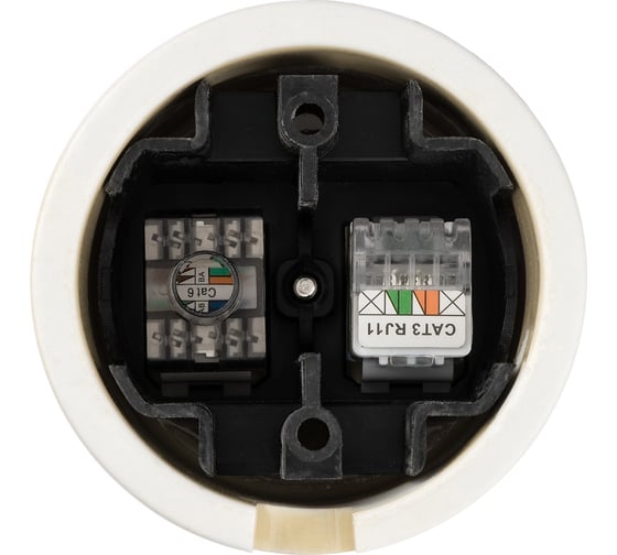 Розетка телефонная RJ11 + компьютерная RJ45 TDM ELECTRIC слоновая кость «Болонь» SQ1820-0352