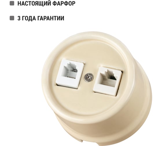 Розетка телефонная RJ11 + компьютерная RJ45 TDM ELECTRIC слоновая кость «Болонь» SQ1820-0352