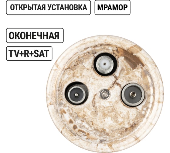 Оконечная розетка TV+R+SAT TDM ELECTRIC мраморная «Болонь» SQ1820-0157