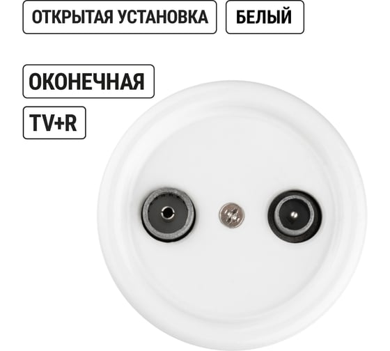 Оконечная розетка TV+R TDM ELECTRIC белая «Болонь» SQ1820-0055