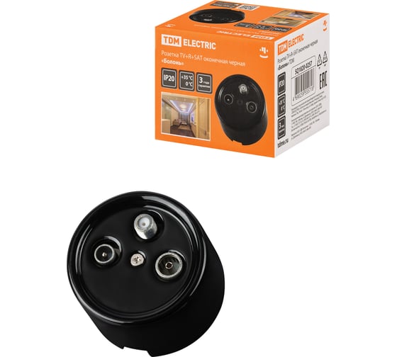 Оконечная розетка TV+R+SAT TDM ELECTRIC черная «Болонь» SQ1820-0257