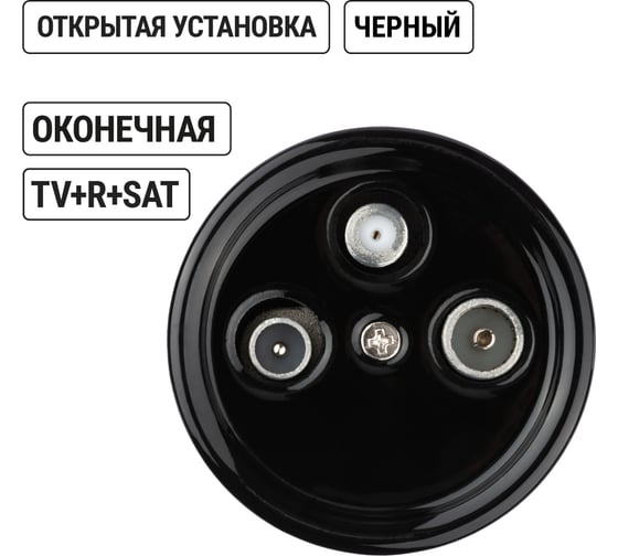 Оконечная розетка TV+R+SAT TDM ELECTRIC черная «Болонь» SQ1820-0257