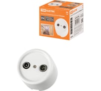 Проходная розетка TV+R TDM ELECTRIC белая «Болонь» SQ1820-0056