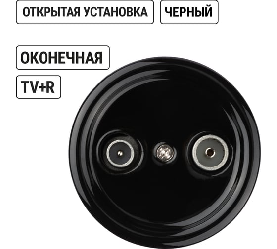Оконечная розетка TV+R TDM ELECTRIC черная «Болонь» SQ1820-0255