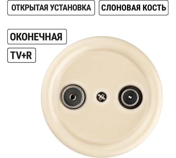 Оконечная розетка TV+R TDM ELECTRIC слоновая кость «Болонь» SQ1820-0355