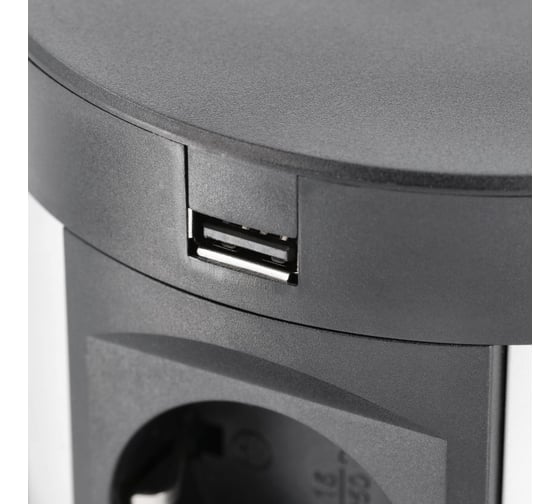 Удлинитель GTV врезной круглый comfort plus, d-120мм, 4xschuko, 2xusb, 2xlan, беспроводная зарядка, провода, черный AE-BPW4S120P-20