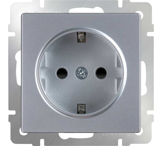 Розетка с заземлением WERKEL WL06 SKGS 01 IP44 и шторками серебрян a029831
