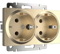 Двойная розетка WERKEL WL10 SKG 02 IP20 с заземлением шампань рифленая a041868