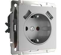 Розетка WERKEL WL06 SKGS USBx2 IP20 с заземлением шторками и USBх2 a033474