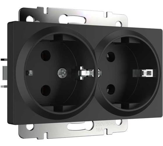 Двойная розетка WERKEL WL08 SKG 02 IP20 с заземлением черный матов a040288