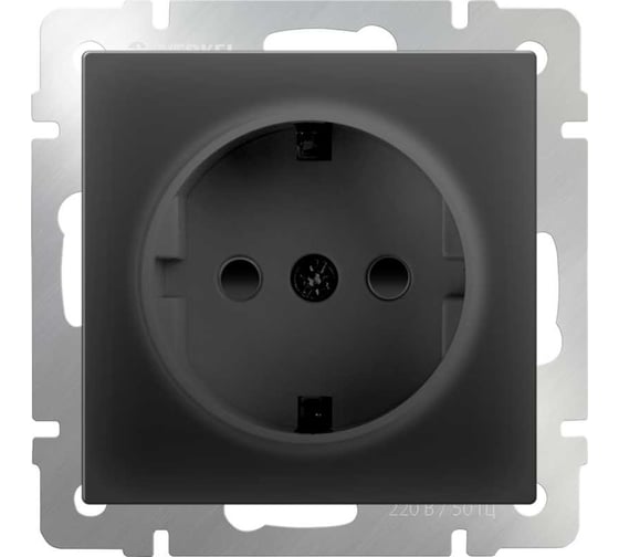 Розетка WERKEL WL08 10 01 с заземлением безвинтовой зажим черный матовый a041202