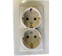Двойная розетка Econ Камелия 2пз 16А 250В кремовая, K006C