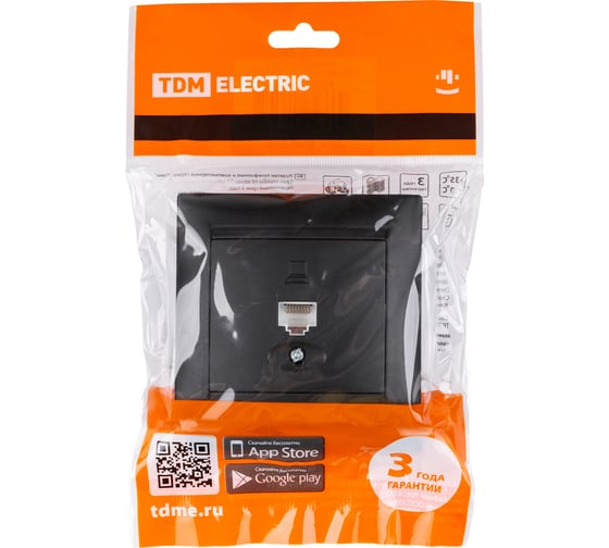 Компьютерная розетка RJ45 TDM ELECTRIC графит "Лама" SQ1815-0616