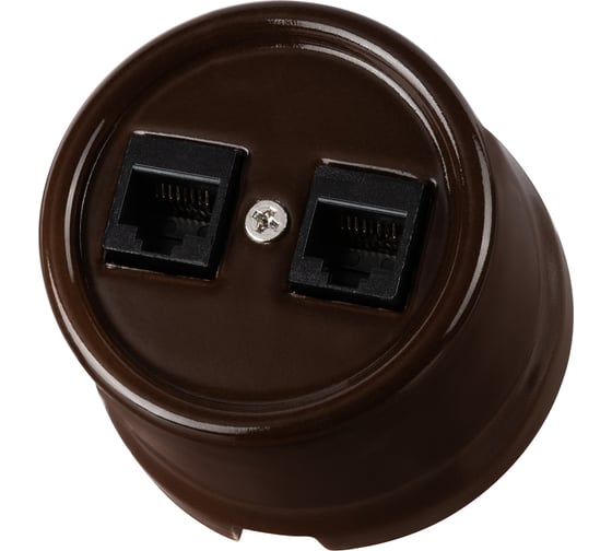 Компьютерная двойная розетка RJ45 TDM ELECTRIC коричневая «Болонь» SQ1820-0451