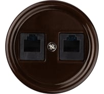 Телефонная двойная розетка RJ11 TDM ELECTRIC коричневая «Болонь» SQ1820-0450