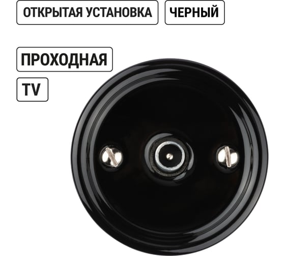 Проходная TV розетка TDM ELECTRIC черная «Болонь» SQ1820-0254