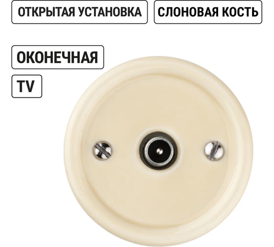 Оконечная TV розетка TDM ELECTRIC слоновая кость «Болонь» SQ1820-0353