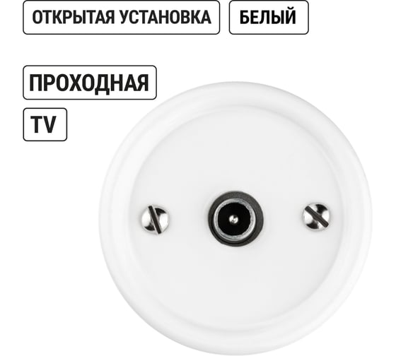 Проходная TV розетка TDM ELECTRIC белая «Болонь» SQ1820-0054
