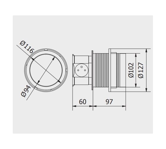 Удлинитель для офиса GTV comfort 100mm, 4x schuko, кабель 1,5m, алюминий AE-BPW4S100-53