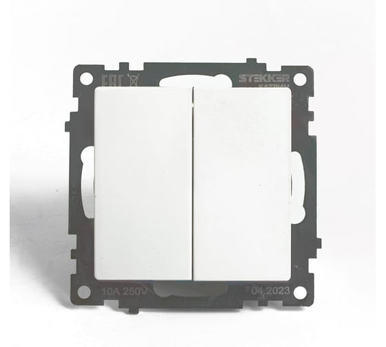 2-клавишный переключатель STEKKER (механизм), gls10-7107-01 , 250v, 10а, серия катрин, белый, 49166