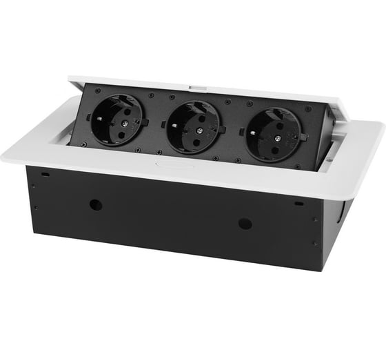 Выдвижная горизонтальная розетка ROCKETSOCKET 3 euro 16a, проводка, цвет белый SHS017-W