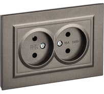 2-я розетка IEK Brite без заземляющего контакта и шторок 10а в сборе рс12-2-бртб бр. BR-R20-10-K45-F