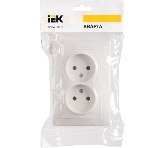 2-местная розетка IEK Рс12-2-кб без заземляющего контакта и защитных шторок 10а керамика кварта бел. ERK20-K01-10-K