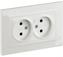 2-я розетка IEK Brite без заземляющего контакта, с защитными шторками 10а в сборе рсш12-2-брб бел. BR-R23-10-K01-F
