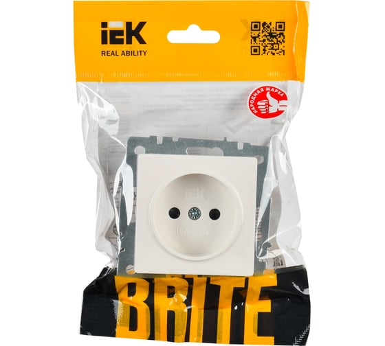 Розетка IEK Brite без заземляющего контакта, с защитными шторками 10а рсш10-2-брж жемч. BR-R13-10-K36