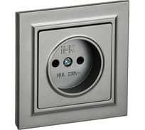Розетка IEK Brite без заземляющего контакта и шторок 10а в сборе рср10-1-0-брс сталь BR-R10-10-K46-F