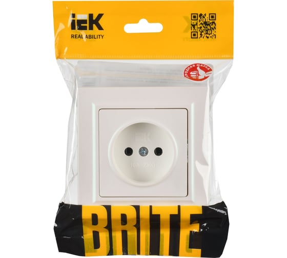Розетка IEK Brite без заземляющего контакта и шторок 10а в сборе рср10-1-0-брж жемч. BR-R10-10-K36-F