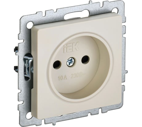Розетка IEK Brite без заземляющего контакта, с защитными шторками 10а рсш10-2-бркр беж. BR-R13-10-K10