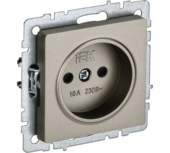 Розетка IEK Brite без заземляющего контакта, с защитными шторками 10а рсш10-2-брш шамп. BR-R13-10-K37