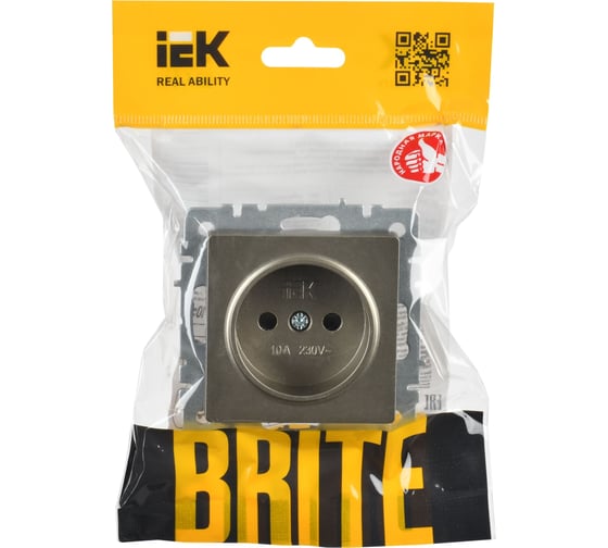 Розетка IEK Brite без заземляющего контакта, с защитными шторками 10а рсш10-2-брш шамп. BR-R13-10-K37