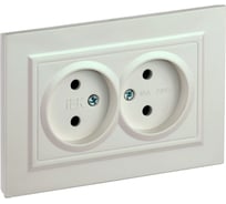 2-я розетка IEK Brite без заземляющего контакта и шторок 10а в сборе рс12-2-брж жемч. BR-R20-10-K36-F