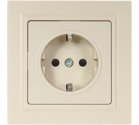 Розетка IEK Brite с заземляющим контактом и шторками 16а в сборе рср14-1-0-бркр беж. BR-R14-16-K10-F