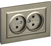 2-я розетка IEK Brite без заземляющего контакта, с защитными шторками 10а в сборе рсш12-2-брш шамп. BR-R23-10-K37-F