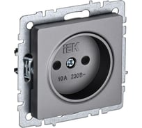 Розетка IEK Brite без заземляющего контакта, с защитными шторками 10а рсш10-2-брс сталь BR-R13-10-K46